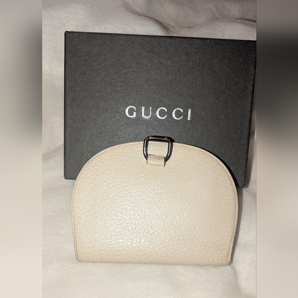 GUCCI Bi-fold Wallet Leather Cream With Box VGUC - Picture 1 of 11